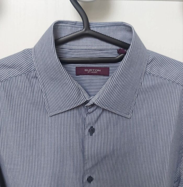 Chemise homme rayée bleu/gris Burton of London Taille 4 41-42 - photo numéro 3