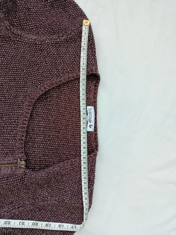 Jolie petite veste en maille métallisée style perfecto prune Scottage taille M - photo numéro 7