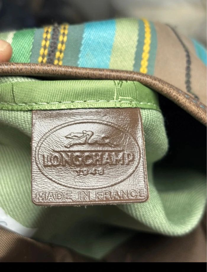 Sac bandoulière Longchamp authentique – Vert turquoise & marron - photo numéro 3