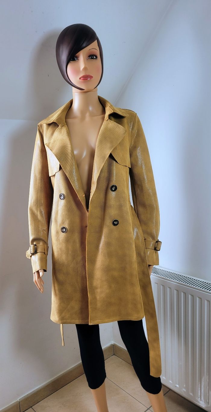Manteau trench-coat mi-long matière anti pluie neuf - photo numéro 5