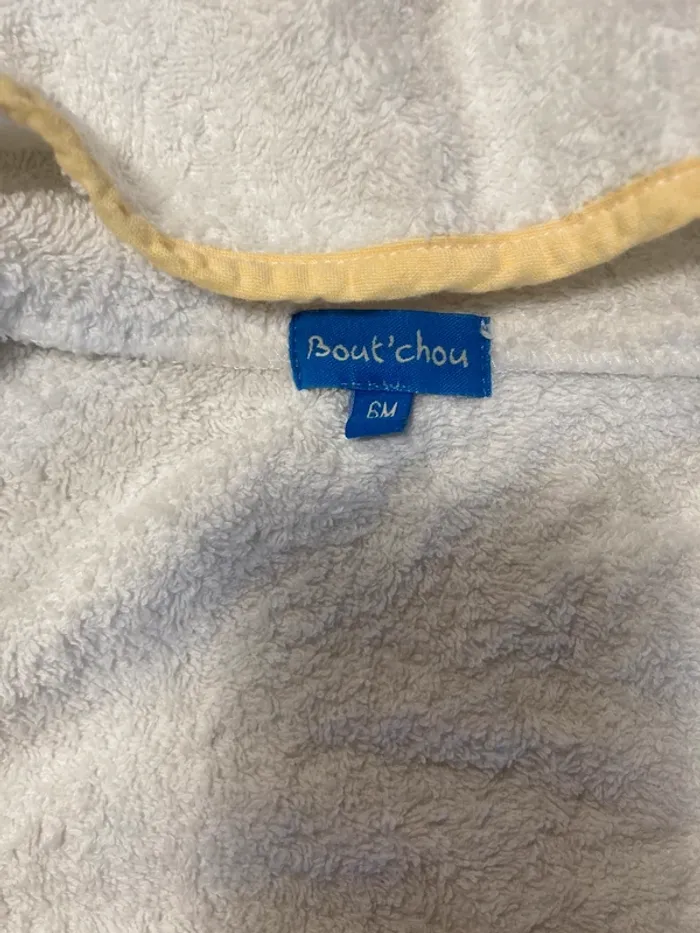 Peignoir bébé éponge avec capuche Bout’chou – 6M (blanc/jaune) - photo numéro 5