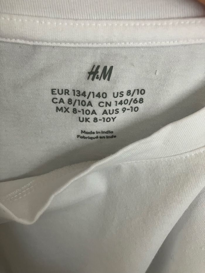 T shirt blanc à manches longues H&M 8-10 ans - photo numéro 3