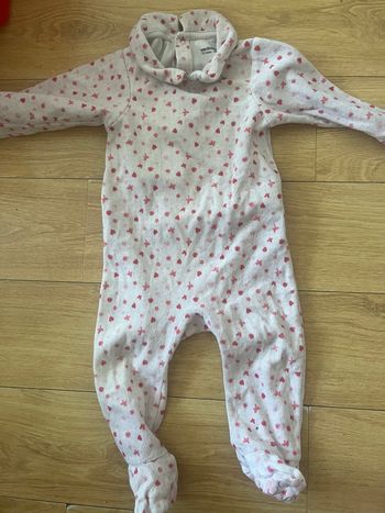 pyjama dors bien 1 pièce verbaudet fille 12 mois rose motifs cœurs