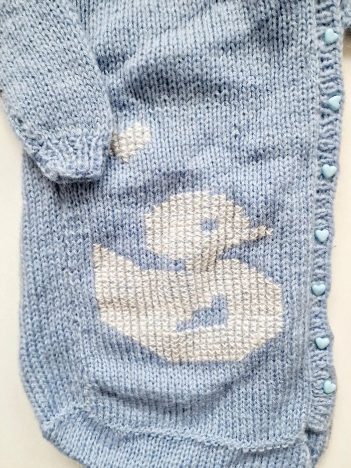 Nid d'ange - Vintage - Tricoté - Bleu - Canard - photo numéro 3