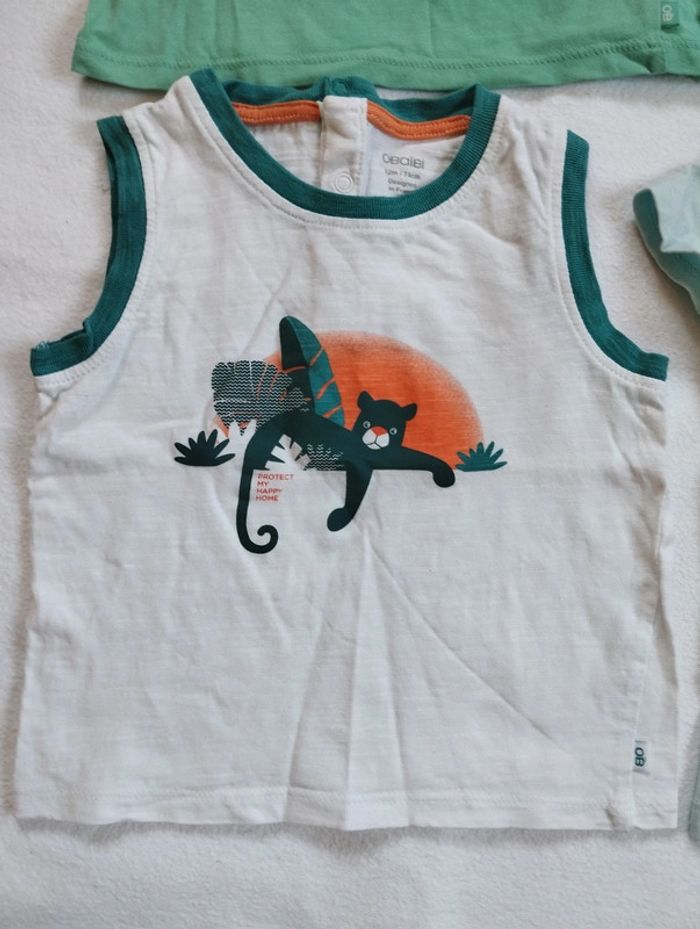 Lot t-shirts Obaïbi manches courtes garçon 12 mois - photo numéro 8