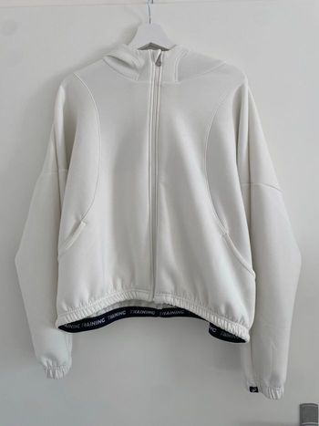 Veste à capuche de fitness manches longues femme, blanc