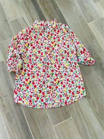 Chemisier femme blanc et fleuri t36/38
