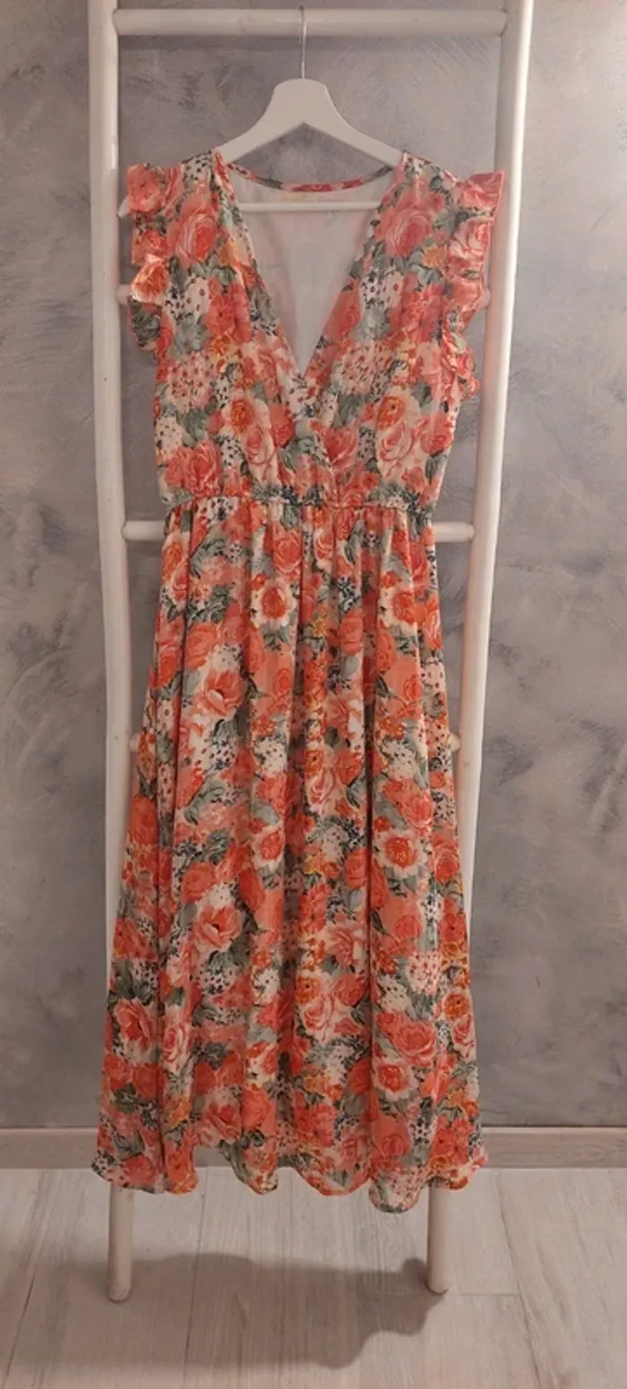 Robe longue fleurie taille L / XL papareil