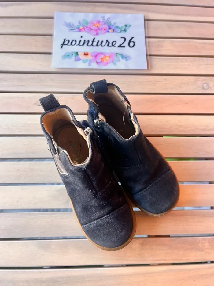 Bottines en cuir marine et doré shoo Pom 26 - photo numéro 2