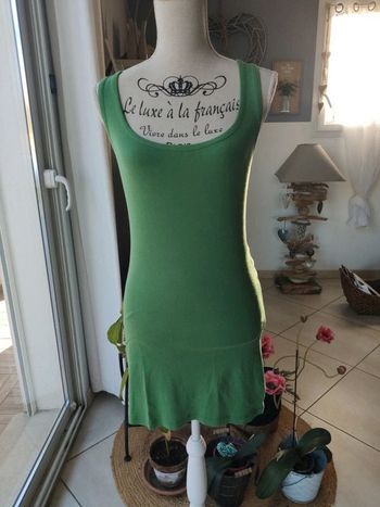 Robe verte coton dos nageur taille 40 Only