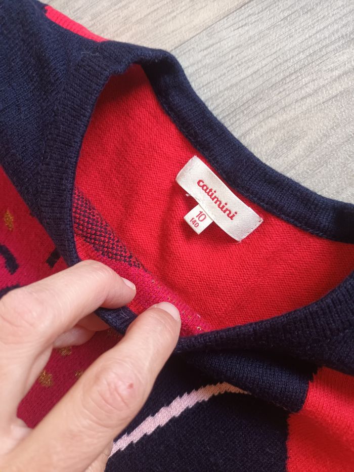 Robe 10 ans catimini magnifique  hiver qui tourne manches longues rouge - photo numéro 3