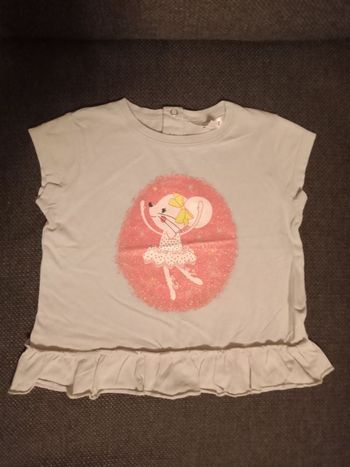 Tee shirt manches courtes gris souris danseuse