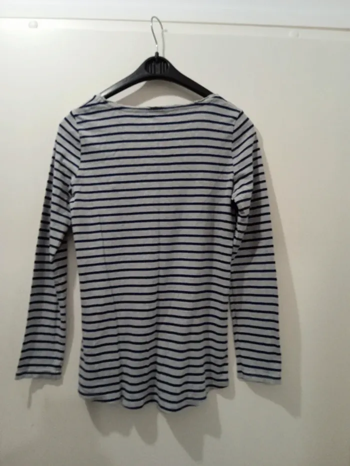 Haut femme Marinière manches longues gris bleu marine taille s - photo numéro 2