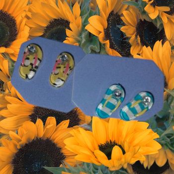 Magnifique Lot de 2 paires de boucles d'oreilles formes tongs - fantaisie - neuves