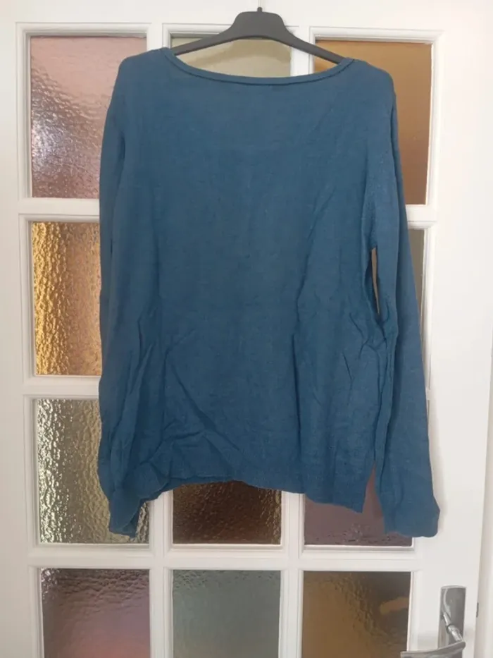 Pull turquoise camaïeu taille l - photo numéro 2