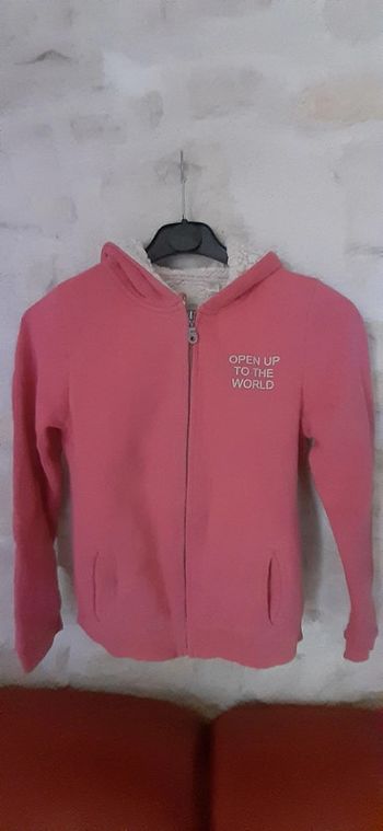 Veste 12 ans à capuche rose doublé fourure synthétiques
