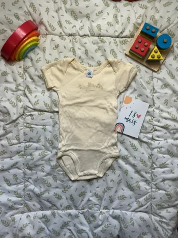 body manches courtes rayé jaune 18 mois petit bateau