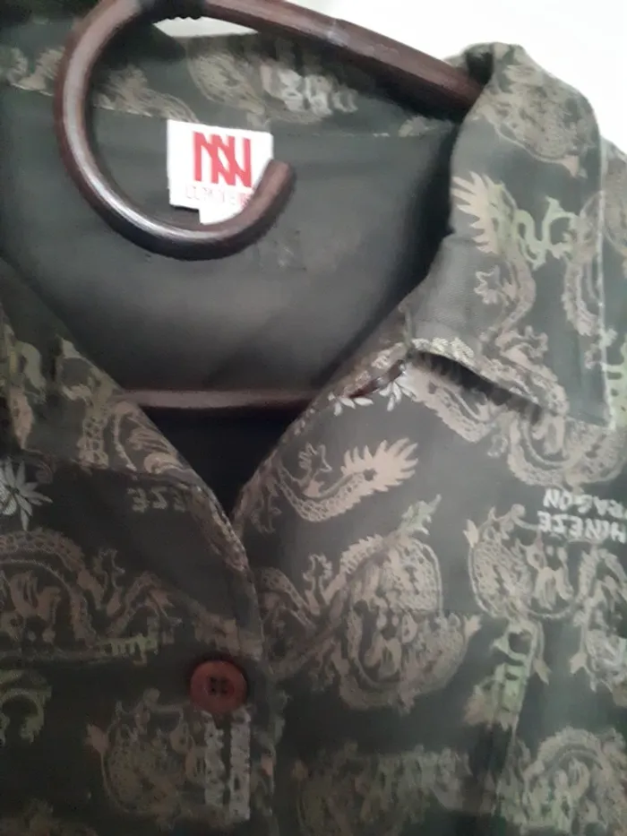 Veste toile kaki imprimé dragon 4 - photo numéro 2