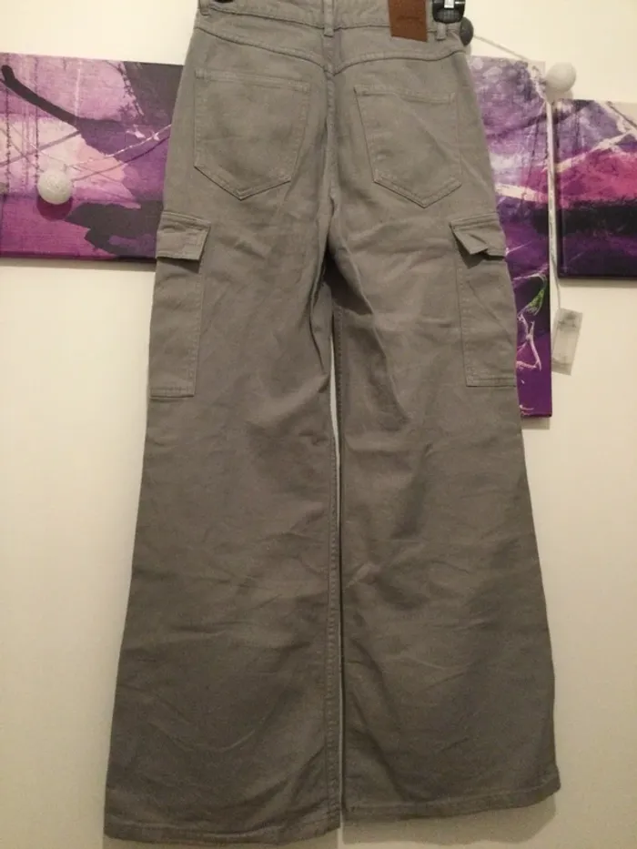 Jean cargo wide leg gris T34 - photo numéro 3