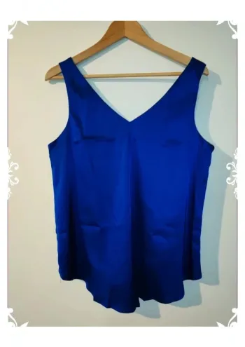 Débardeur satiné bleu