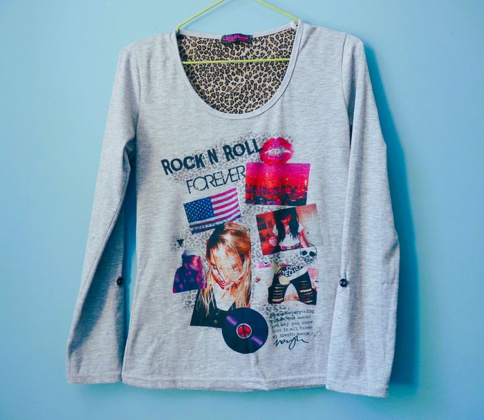 T-shirt Femme kiabi S 36 Rock imprimé manches longues TBE