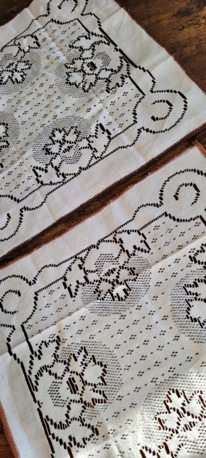 Ensemble de 7 napperons anciens Vintage dessous d'assiette fleuris - photo numéro 9