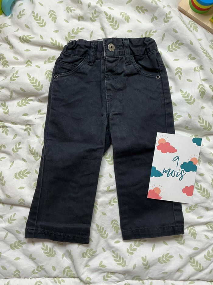 jean coupe droite bleu marine taille réglable 9 mois bout'chou - photo numéro 2