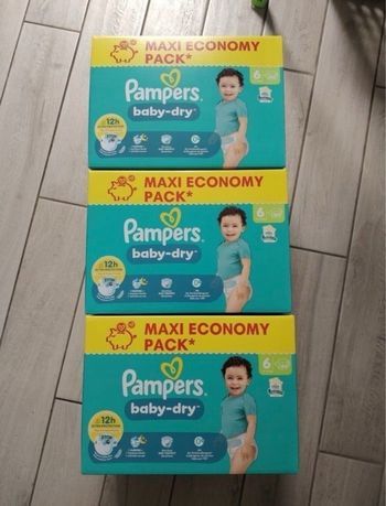 3 maxi  pack Pampers taille 6 baby dry 