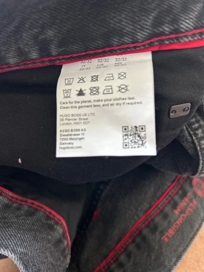 Jeans gris foncé Hugo loose tapered fit cropped W32 L32 - photo numéro 7