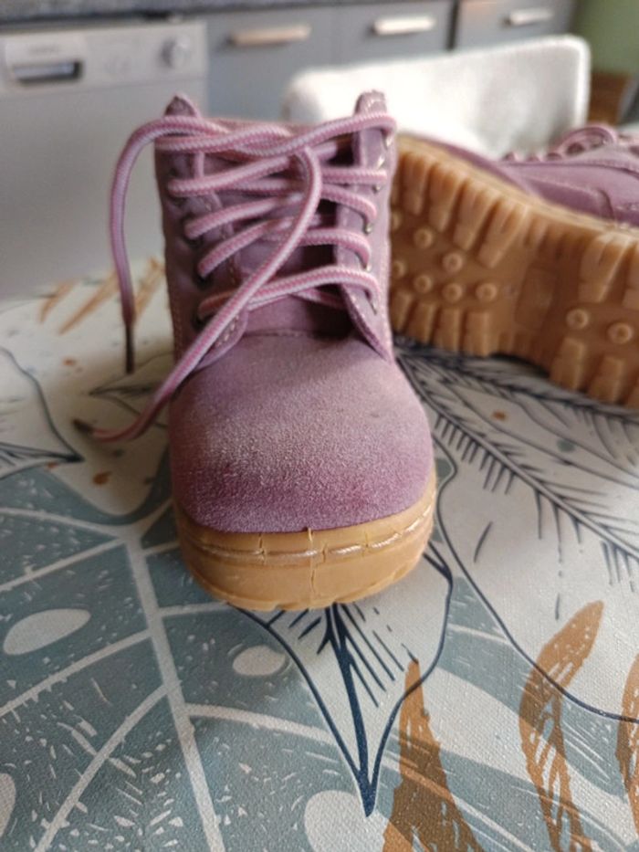 Bottines taille 25 velour rose/violine - photo numéro 7