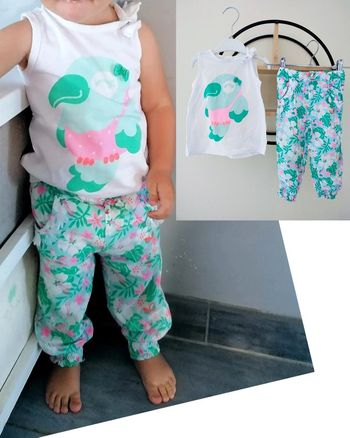 12 mois ensemble été tex teeshirt et pantalon fluide