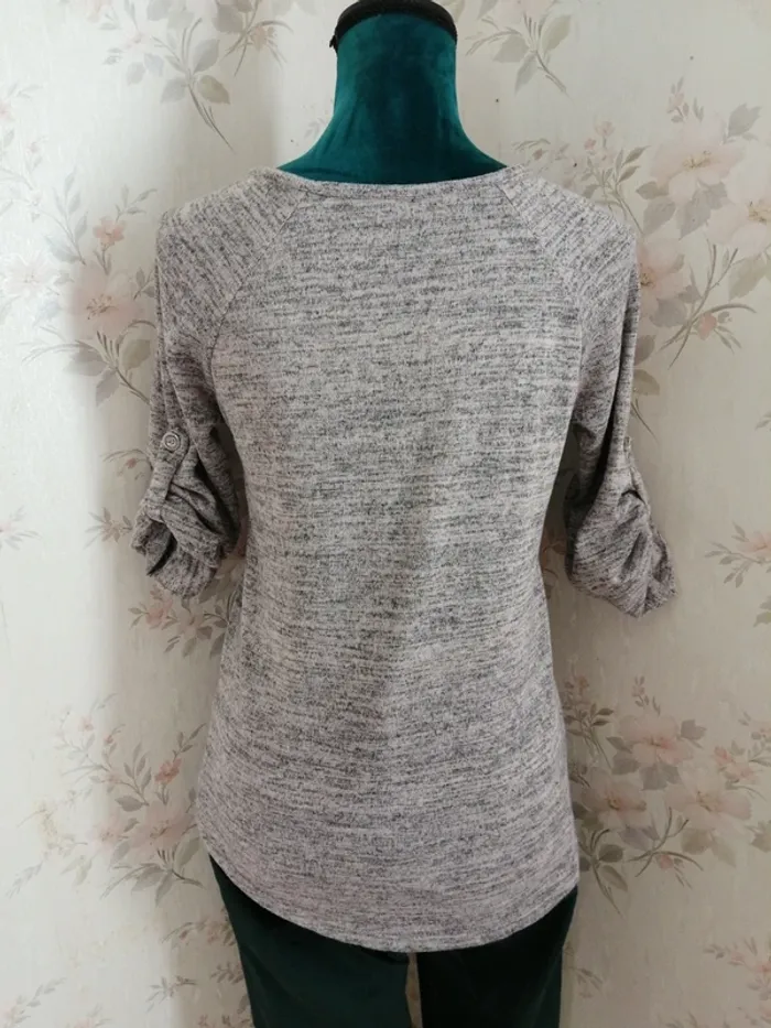 Pull fin gris chiné avec hiboux en strass manches réglables / sans marque / (TU) - photo numéro 7
