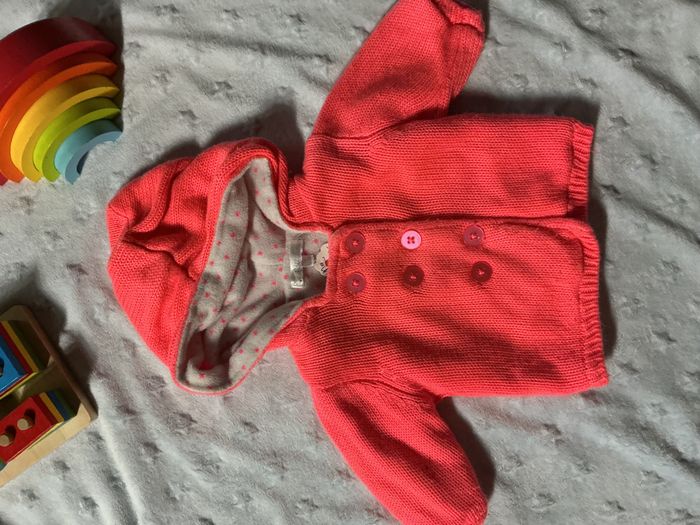 gilet doublé polaire avec capuche intérieur blanc 1 mois kitchoun - photo numéro 3