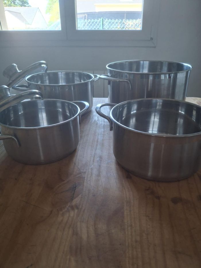 Batterie de 4 faitouts, casseroles en inox tout feux sauf induction - photo numéro 2