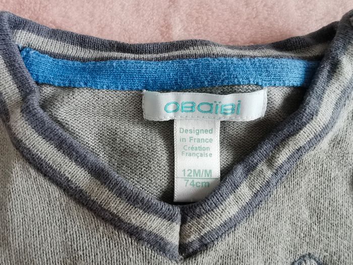 Pull sans manche gris obaibi 12mois - photo numéro 2