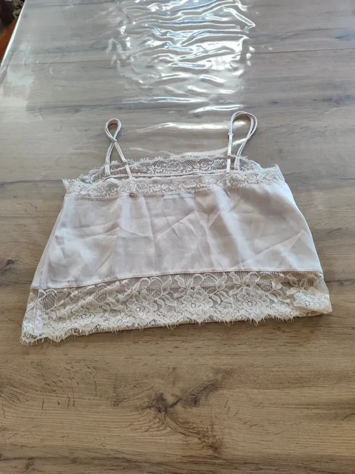 Débardeur Pull & Bear Crème Taille M, Dentelle ! Prix mini ! - photo numéro 3