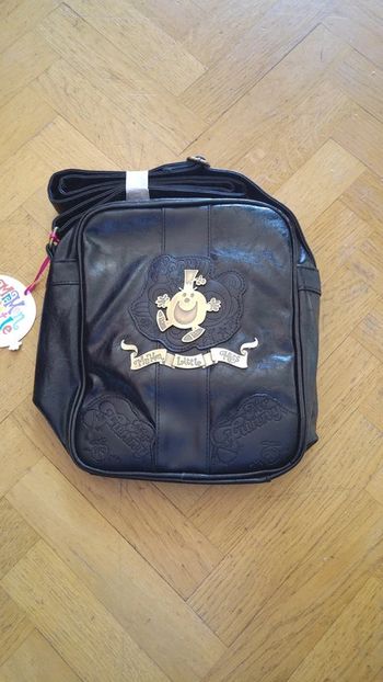 Neuve petite sacoche similicuir Monsieur Madame noir