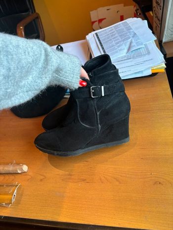 bottines noir talon compensées