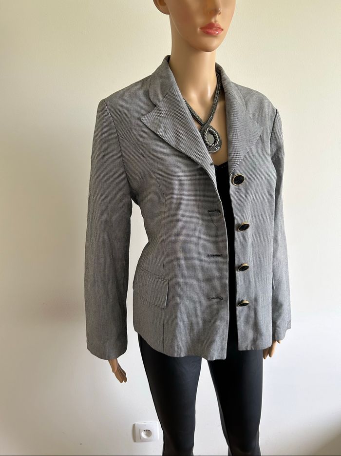 Blazer vichy noir et blanc La City taille 3 jamais porté - photo numéro 2