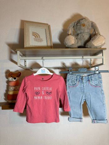 Ensemble pull & jean fille • 6 mois 