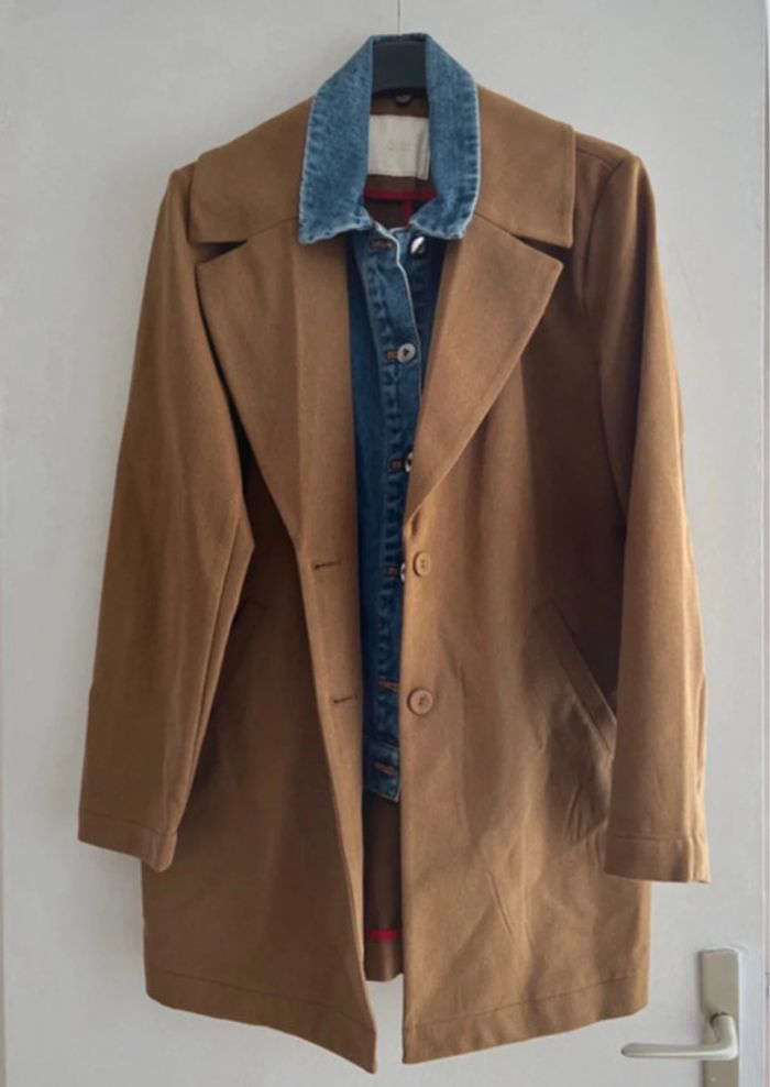 Manteau I.code camel pour femme avec Parmeture à col chemise en jean