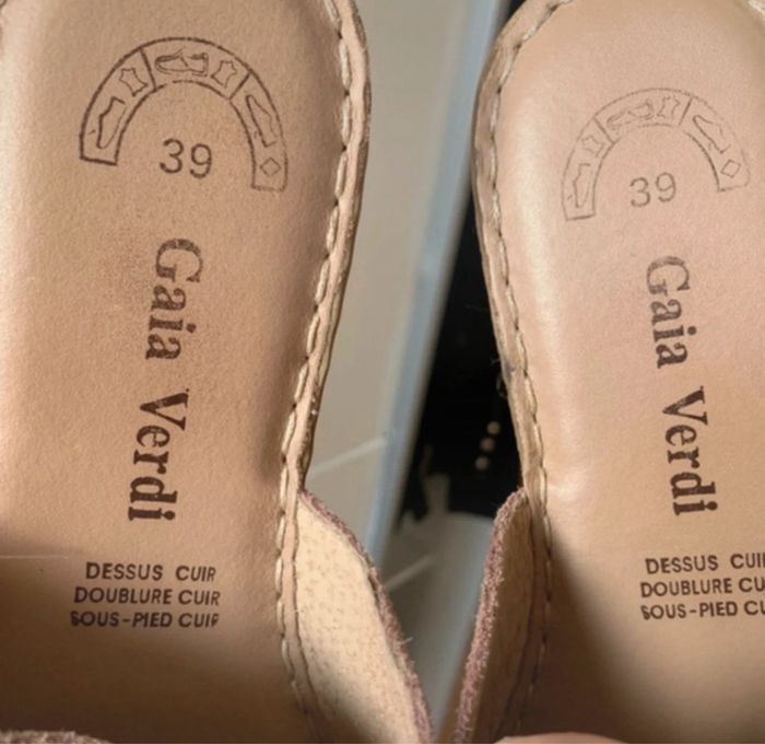 Mules sandales corde cuir véritable daim pointure 39 - photo numéro 8