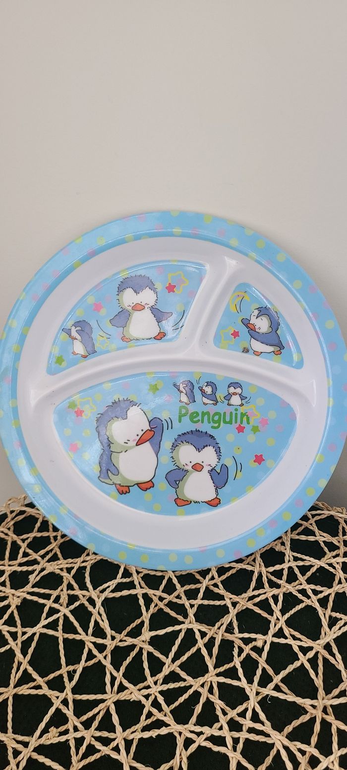 assiette enfant motif pingouin