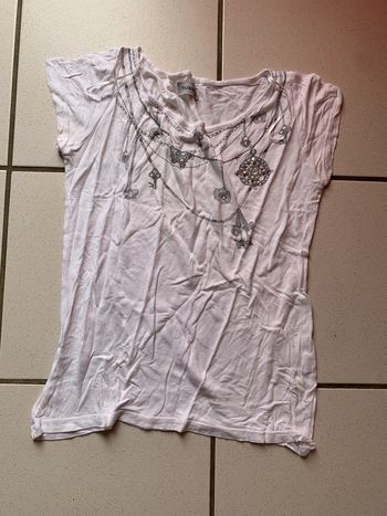 tee shirt blanc motif chainage, taille 2