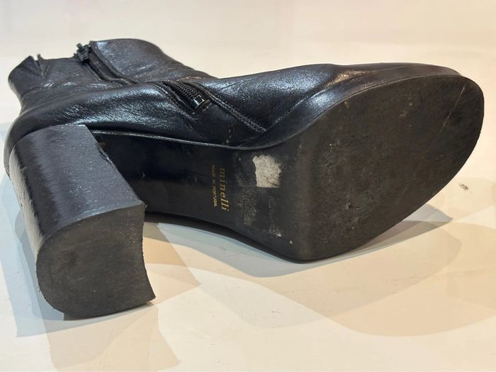 Bottines à talons carré en cuir minelli taille 38 - photo numéro 7