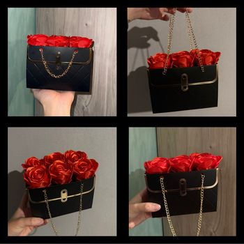 Petit sac avec roses en satin