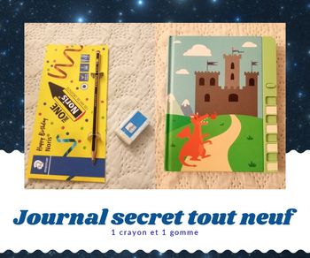 Journal secret, gomme et crayon