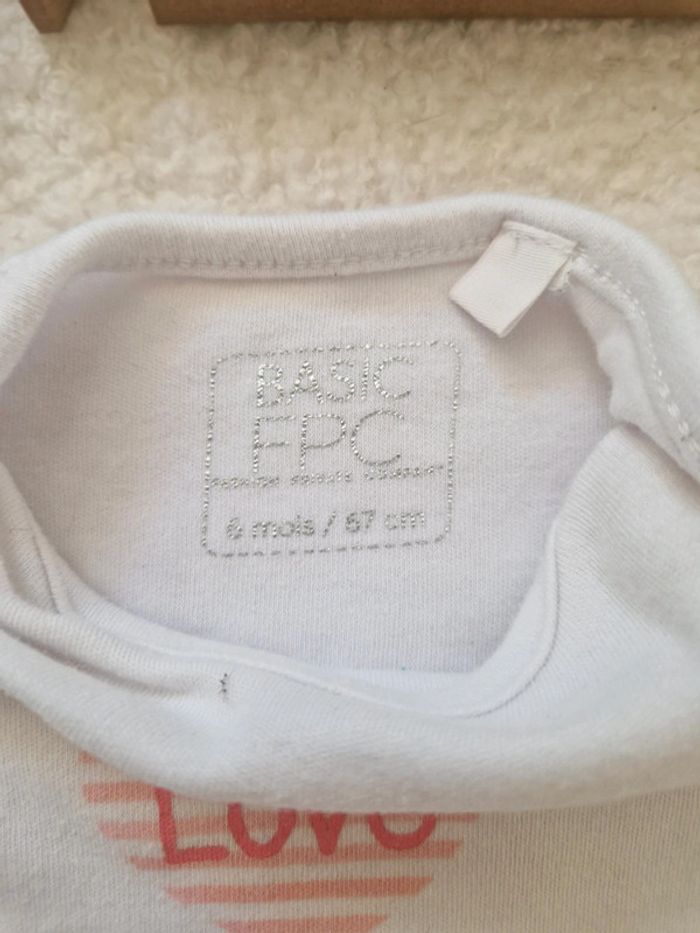 💕 Body bébé fille blanc avec imprimé "Love" - 6 Mois - 💕 - photo numéro 4