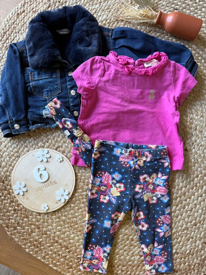 Ensemble fille veste en jeans - taille 6 mois