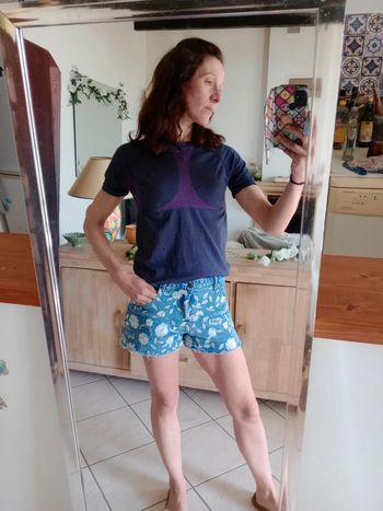 T-shirt technique femme L violet et anthracite c77